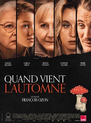 Affiche sur font noir avec le visage des 5 acteurs principaux