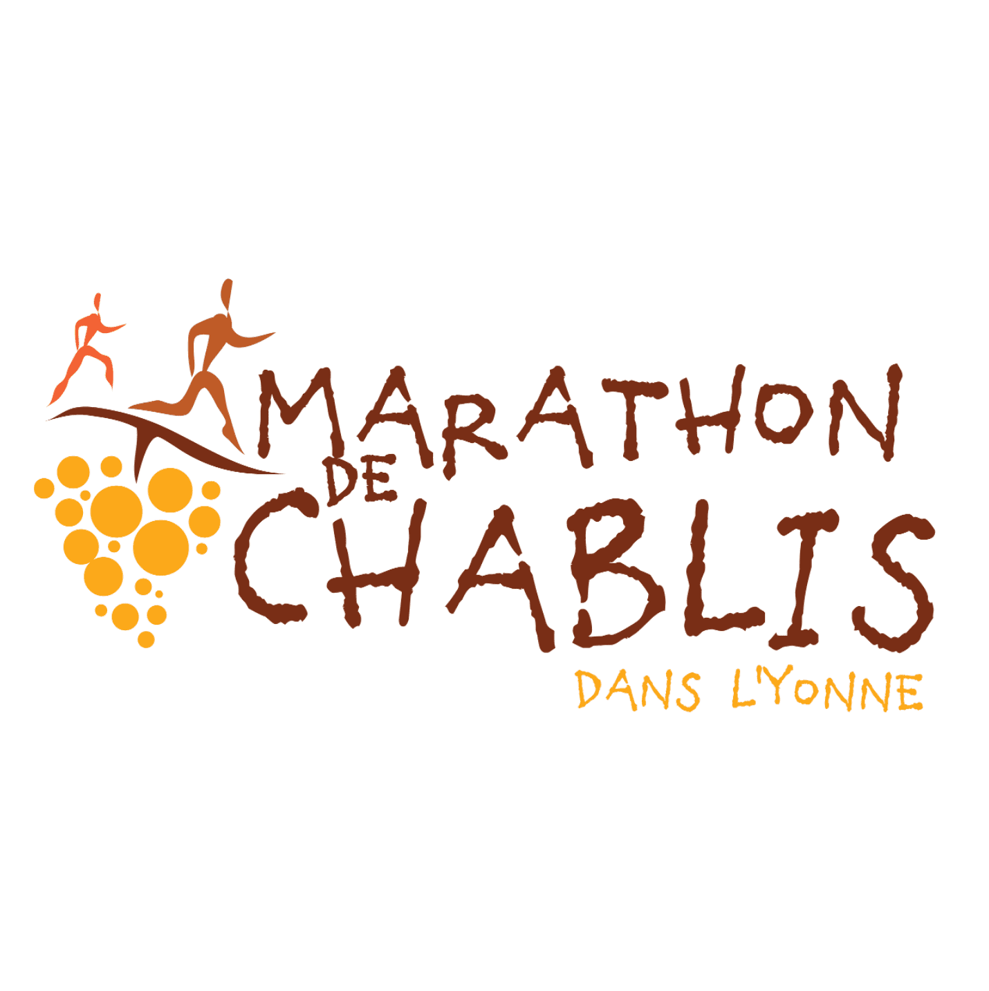 logo du marathon avec 2 coureurq et 1 grappe de raisin