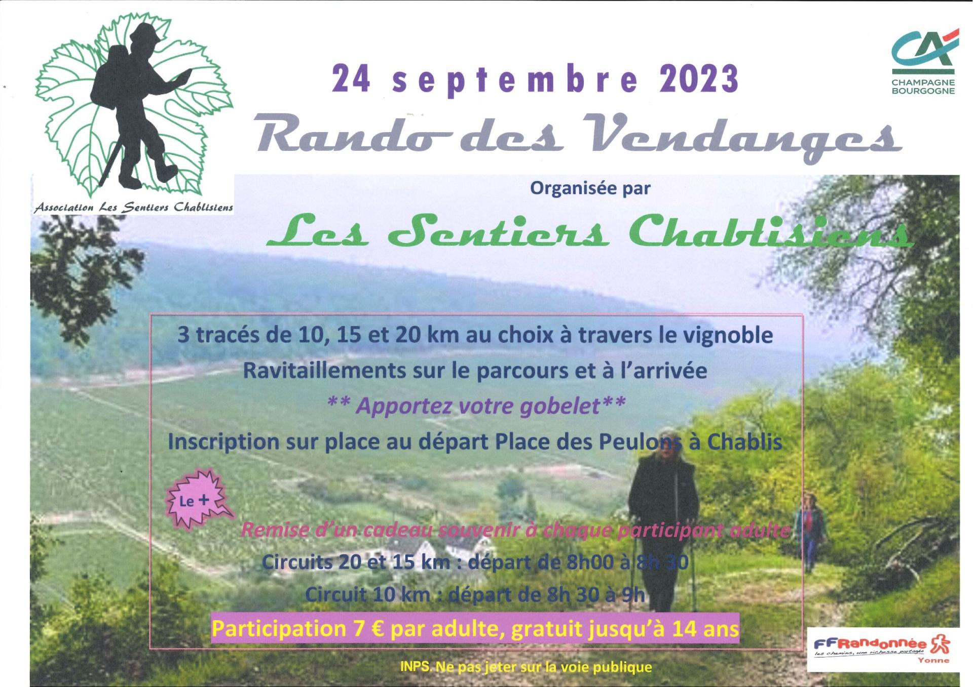 AFFICHE SUR FOND VIGNOBLE AVEC 2 MARCHEURS