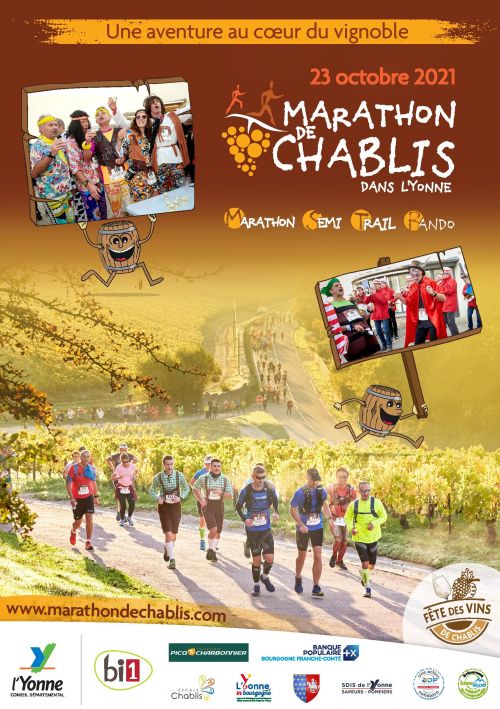 Affiche Marathon avec coureurs avec paysages vignes