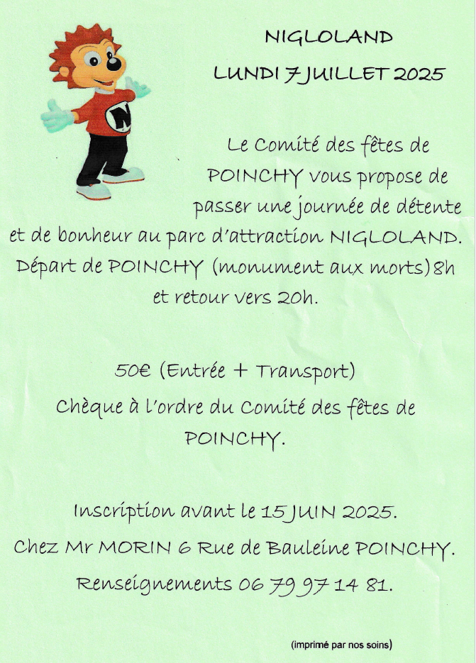 affiche sur fond vert avec mascotte Niglo date et modalité d'inscription